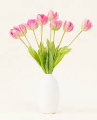 Zijden kunstbloemen boeket Franse Tulp roze