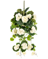 Kunst hangplant Geranium 75 cm wit
