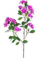 De Kunstbloem Sneeuwbal Real Touch Paars 80 cm heeft een enkele steel met verschillende trossen levendige paarse bloemen en weelderige groene bladeren, prachtig gepresenteerd tegen een witte achtergrond.