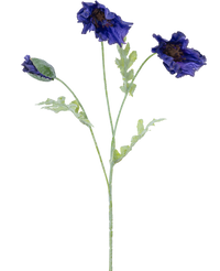 Kunstbloem Poppy 73 cm donker blauw
