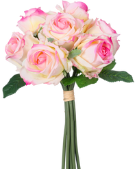 Kunstrozenboeket 7 Rozen Real Touch Crème/Roze 30 cm