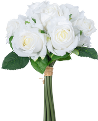 Kunstrozenboeket 7 Rozen Real Touch Wit 30 cm