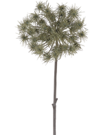 De Kunstbloem Berenklauw 100 cm is een enkele kunststengel met trosjes piekerige, groengrijze bloemhoofdjes, rechtopstaand tegen een effen witte achtergrond.