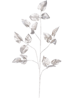 De Kunsttak Salal 90 cm champagne heeft delicate takken met meerdere stelen en ovale bladeren in een glanzende champagne metallic afwerking, tegen een effen witte achtergrond.