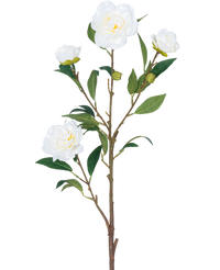 Kunstbloem Camellia 80 cm wit