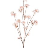 De Kunstbloem Kersenbloesem 130 cm blush heeft meerdere dunne stelen met trossen tere, lichtroze kersenbloesems tegen een effen witte achtergrond.