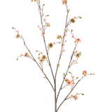 De Kunstbloem Madeliefje 108 cm roze is een hoge, slanke kunsttak met verschillende uitlopers, versierd met kleine roze margrietachtige bloemen en groene bladeren, tegen een effen witte achtergrond.