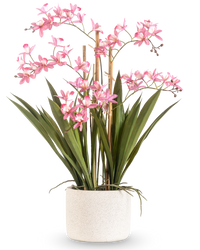Kunstplant Mini Cymbidium Real Touch 58 cm roze