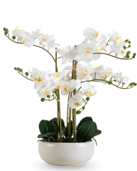 Kunst Orchidee Real Touch 50 cm wit in pot wit