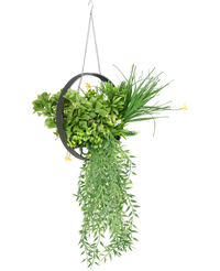 Kunst hangplant varen UV 30 cm in ring zwart