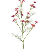 Een Kunstbloem Wilde Bloem 68 cm in donkerroze, met slanke groene stelen, vederlichte bladeren en meerdere kleine felroze bloemen op een witte achtergrond.