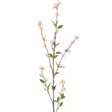 De Kunstbloem Bloemen 119 cm blush is een hoge, slanke kunsttak met delicate witte bloesems en groene bladeren over de hele lengte, tegen een effen witte achtergrond.