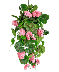 Kunst hangplant Geranium 75 cm roze