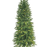 De Kunstkerstboom Slim "Undset" PE/PVC - Smart LED heeft dichte takken, warm witte lampjes en een stevige zwart metalen standaard - ideaal voor kerstversiering in je feestelijke huis.