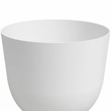 De Plantenbak Havanna Ø20cm x H17cm is een effen, witte, ronde bloempot met gladde, licht taps toelopende zijkanten en een brede opening, afgebeeld tegen een witte achtergrond.