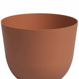 De Plantenbak Havanna Ø20cm x H17cm is een effen, ronde, terracottakleurige bloempot met gladde zijkanten, een brede opening en geen zichtbare patronen of versieringen.