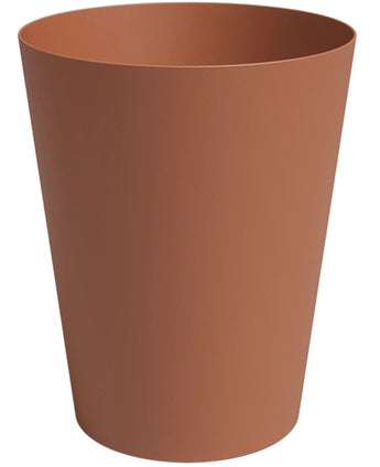 De Plantenbak Porto Ø40cm x H50cm is een bruine, cilindervormige afvalbak met gladde zijkanten en een licht uitlopende bovenkant.