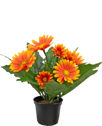 Kunstplant Gerbera UV 28 cm oranje