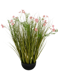 Kunstgras roze Gesang Bloem uiengraspot 90cm brandvertragend