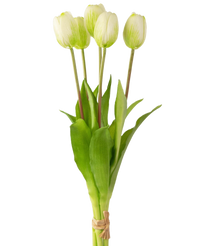 Kunsttulpenboeket Real Touch Groen/wit 40cm