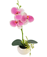 Kunst Orchidee 28 cm wit/roze in pot