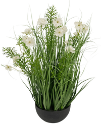 Kunstgras witte Gesang Bloem uiengraspot 56cm brandvertragend