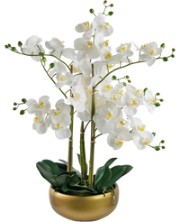 Kunst Orchidee Real Touch 50 cm wit in pot goud