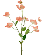 Het Kunstkornoelje Real Touch Lichtroze 74cm heeft een enkele steel met meerdere takken, elk versierd met lichtroze kornoeljebloemen en groene bladeren, tegen een effen witte achtergrond.
