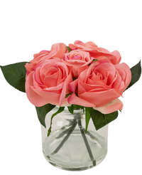 Kunstrozenboeket Real Touch Roze 18cm