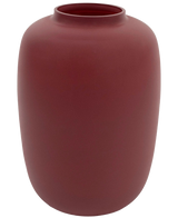 De Vaas Artic Roze Ø21 x H29 cm is een eenvoudige vaas van kastanjebruin keramiek met een matte afwerking, een brede ronde vorm en een smalle opening aan de bovenkant.