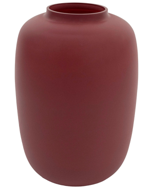 De Vaas Artic Roze Ø21 x H29 cm is een eenvoudige vaas van kastanjebruin keramiek met een matte afwerking, een brede ronde vorm en een smalle opening aan de bovenkant.