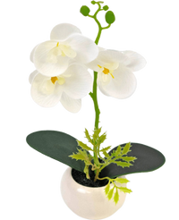 Kunst Orchidee 28 cm wit in pot